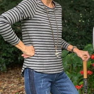Cabi Black And Grey Striped Sweater- Fall 2019